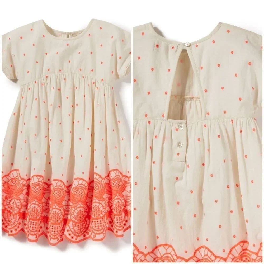 Peek Scallop Hem Embroidered Dress Sz Lg Girls